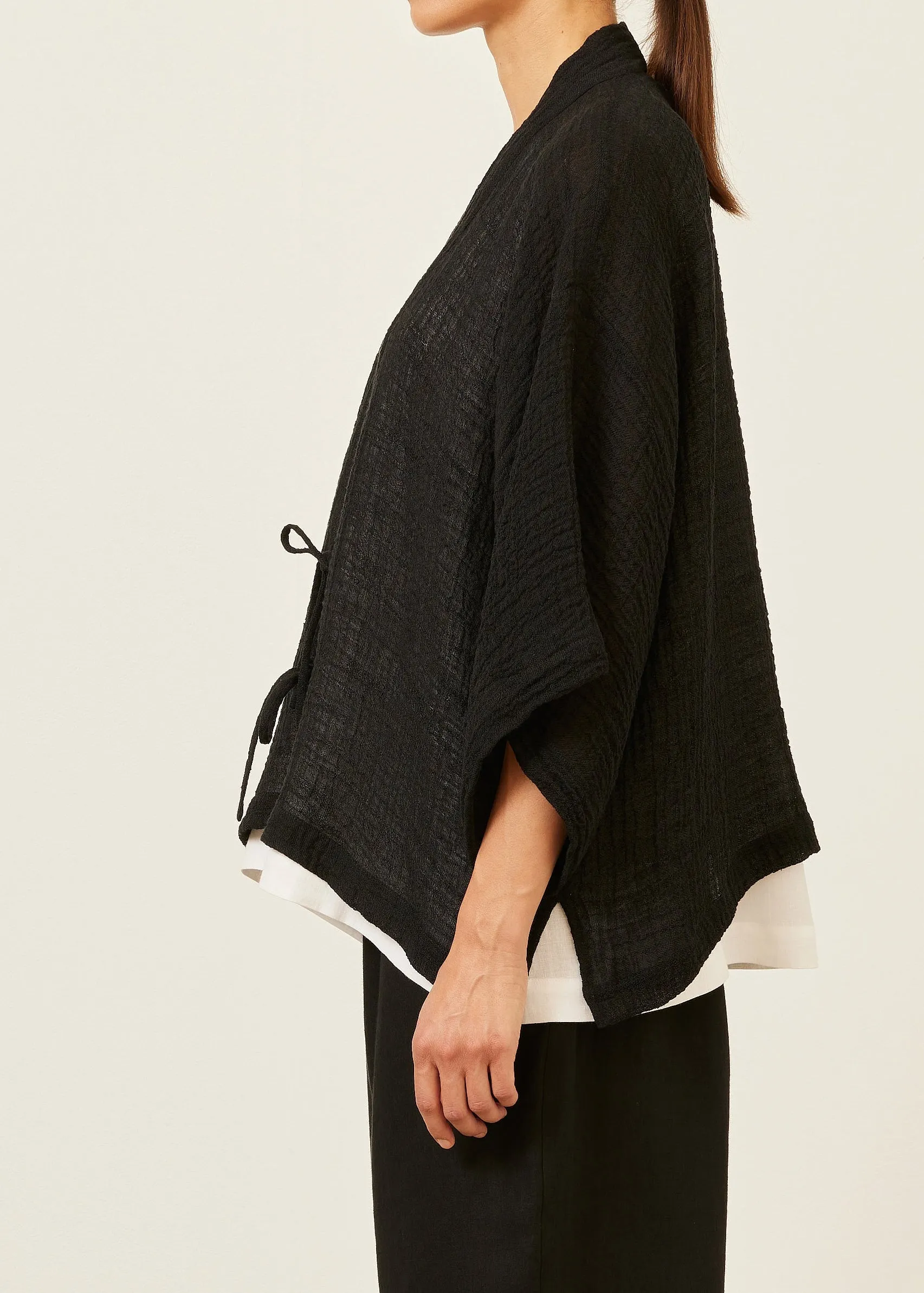 linen guaze mix shanghai jacket - mid (black) sold by eskandar product image thumbnail 3