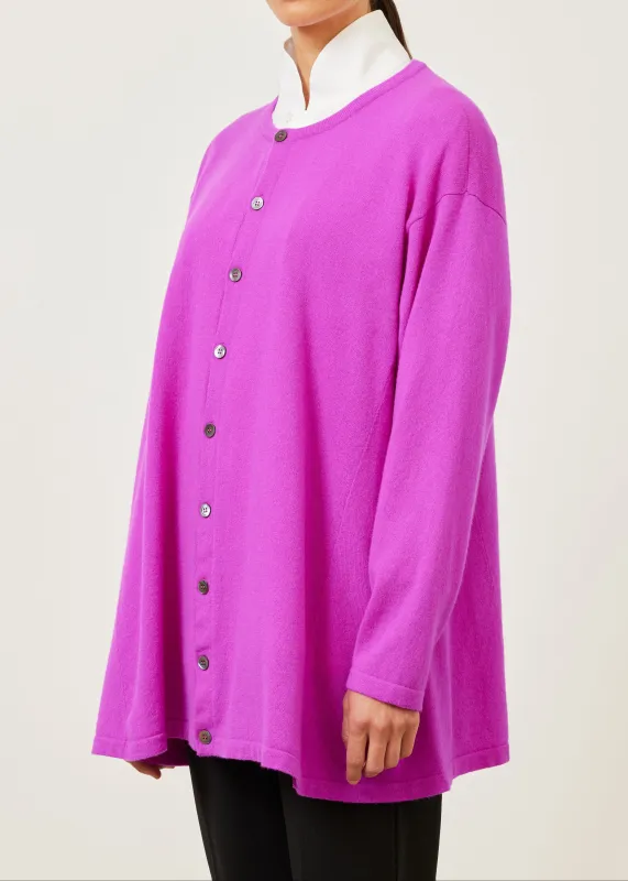 cashmere knitted side panelled cardigan - long (darkfuchsia) sold by eskandar