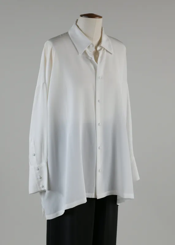 silk wide a-line back plt shirt w/col and ext cuff - lg sold by eskandar