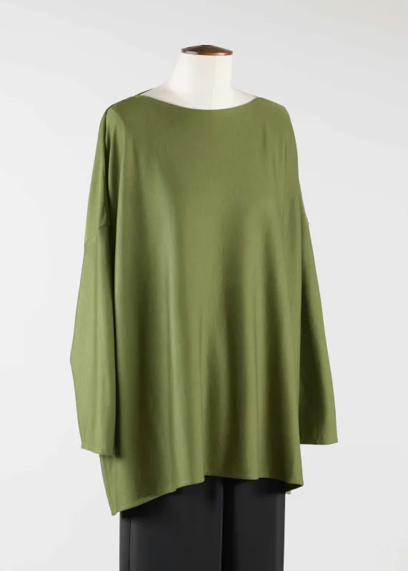 cashmere silk jersey wide slim sleeve slash neck - long sold by eskandar