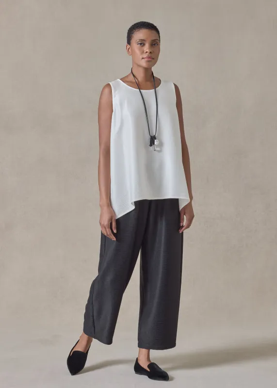 midweight silk plissé a-line shell - mid plus (white) sold by eskandar