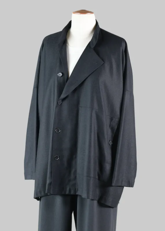 wool side buttoning mandarin jacket - long sold by eskandar