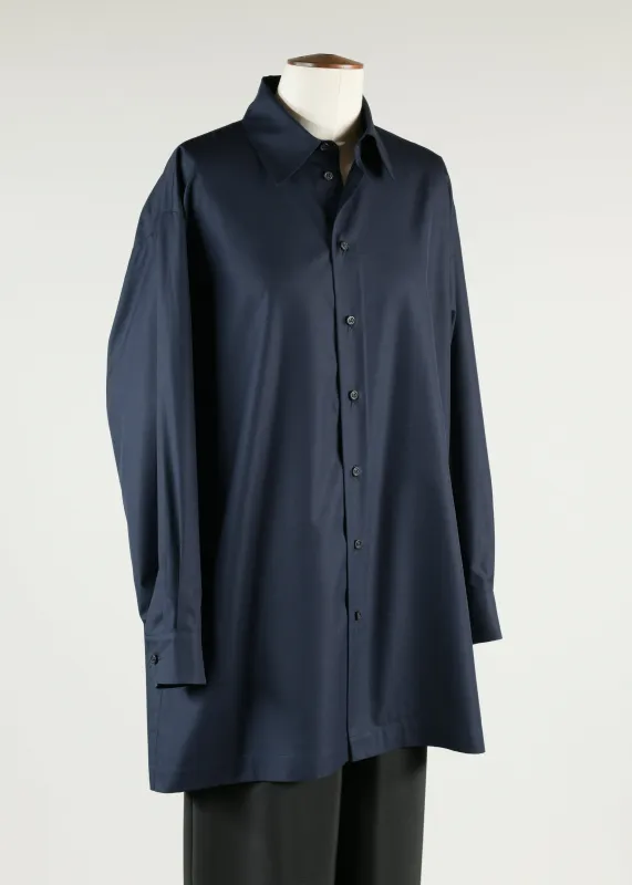 cotton poplin slim a-line shirt with collar - long plus sold by eskandar