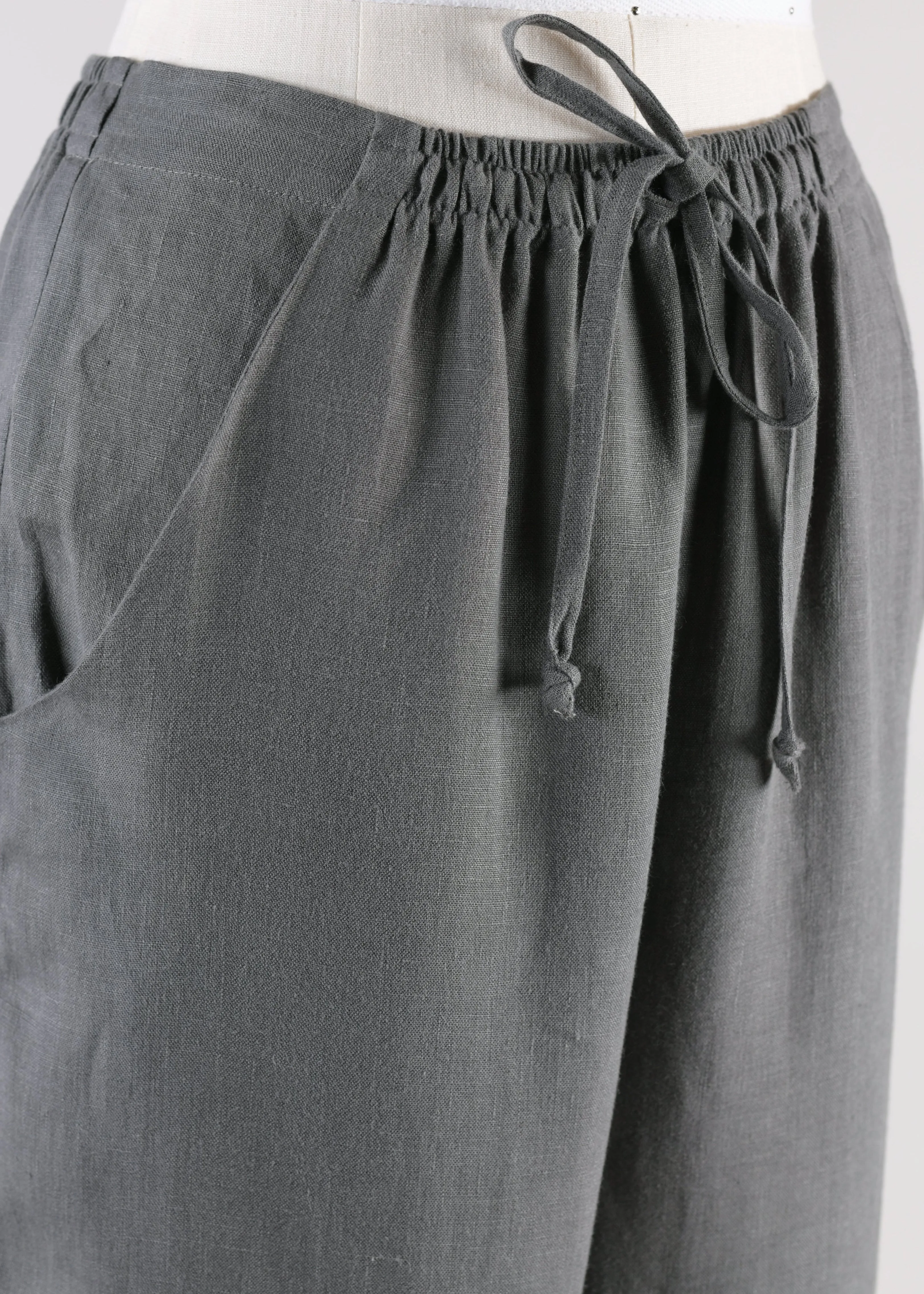 linen 'nobu' drawstring trouser (elephant) sold by eskandar product image thumbnail 4