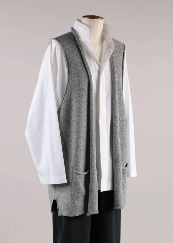 linen mix rolling front waistcoat - long (greymix) sold by eskandar