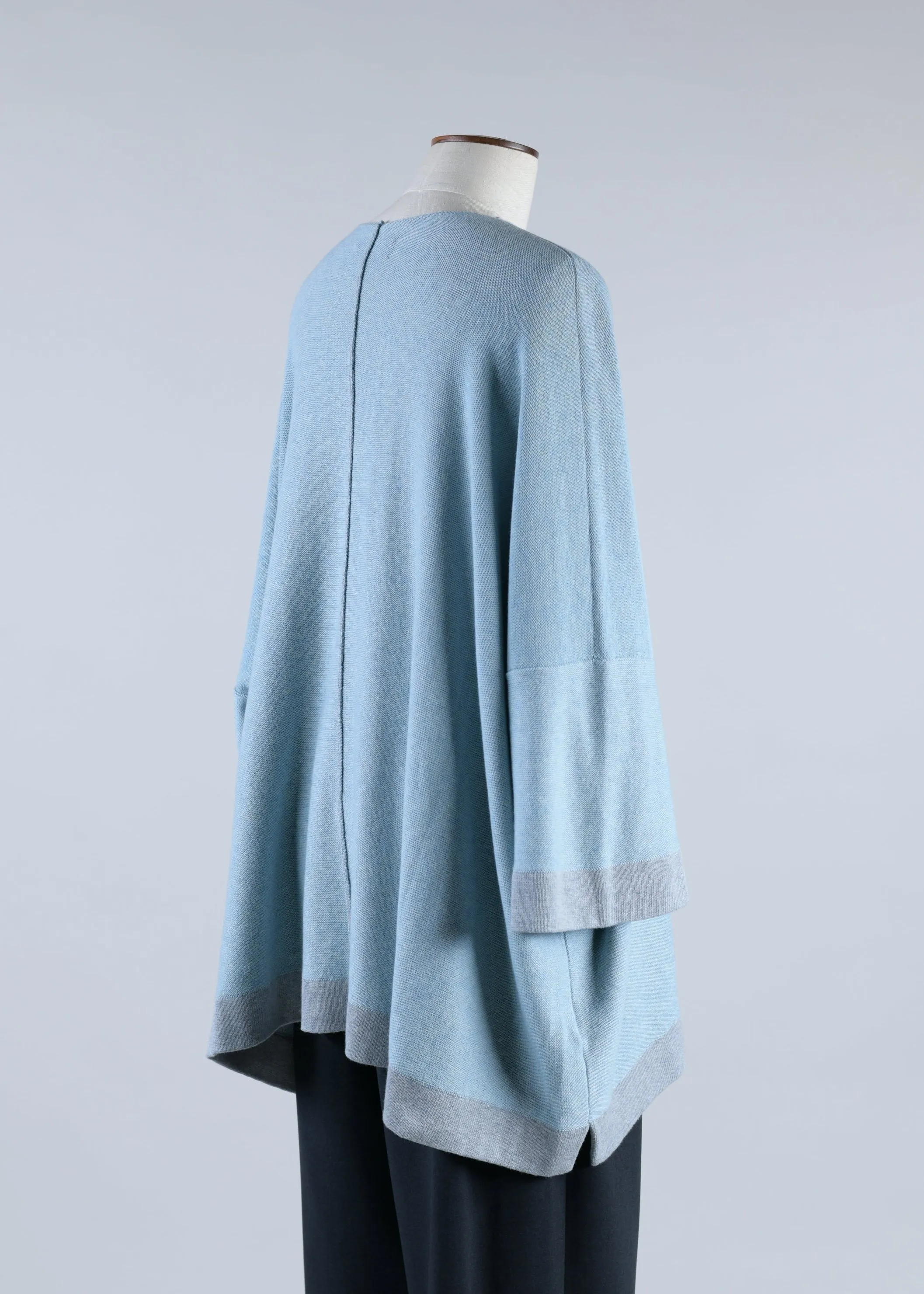 cotton edge reverse short sleeve slit neck - long (bluehaze/feltlight) sold by eskandar product image thumbnail 3