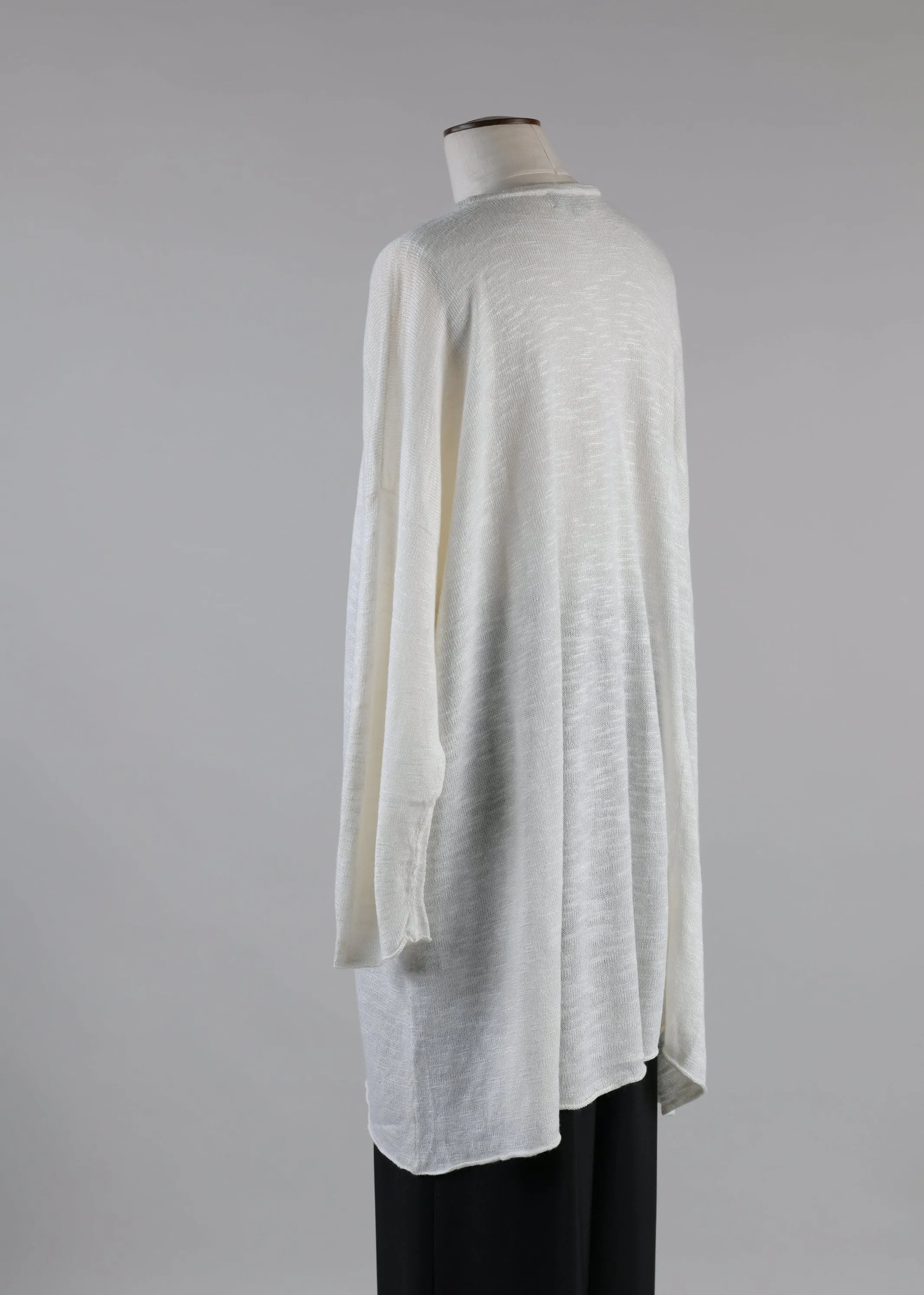 linen mix a-line bateau neck - long plus (white) sold by eskandar product image thumbnail 3