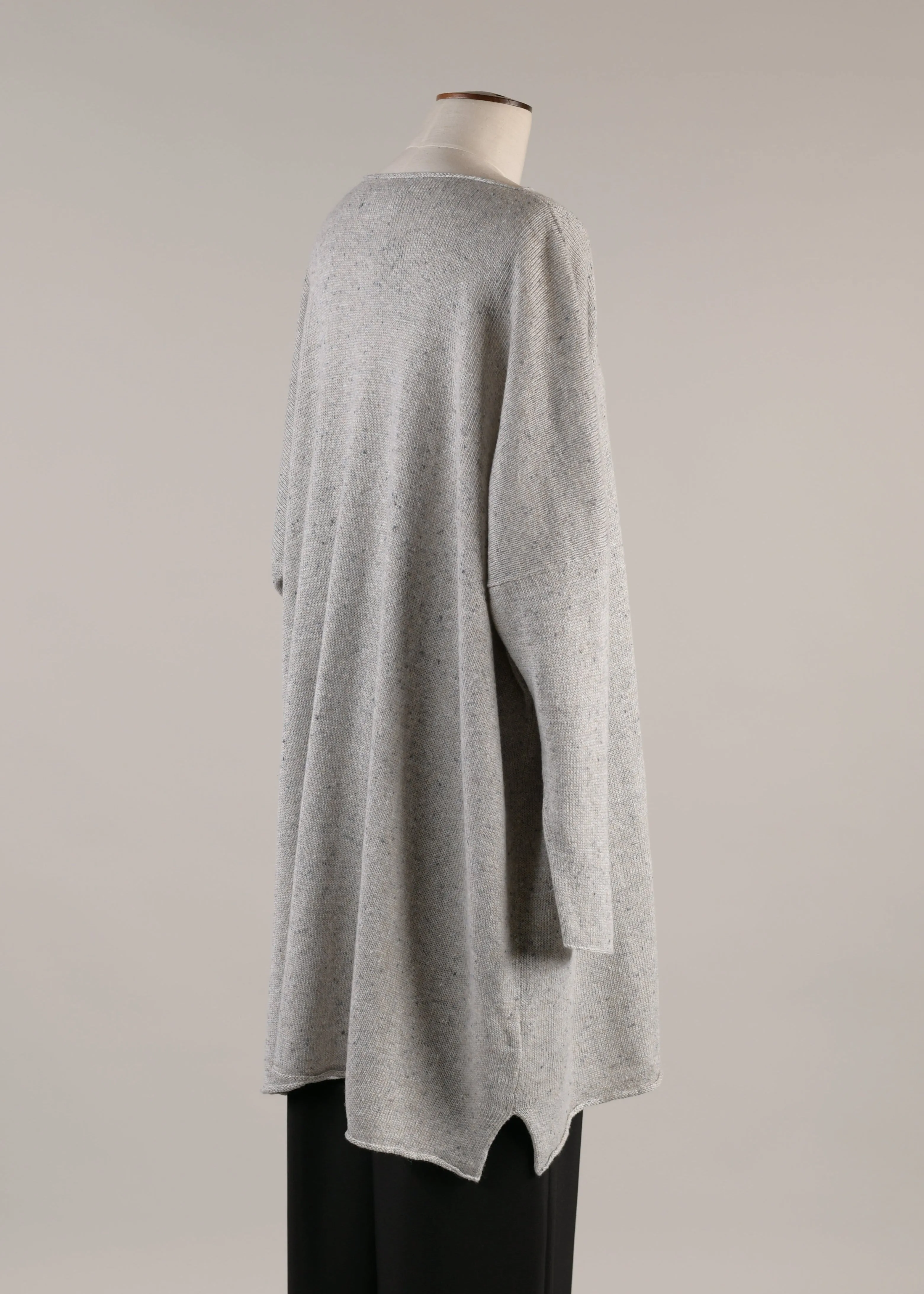 linen silk slim sleeve square top - long plus with slits (stone) sold by eskandar product image thumbnail 3