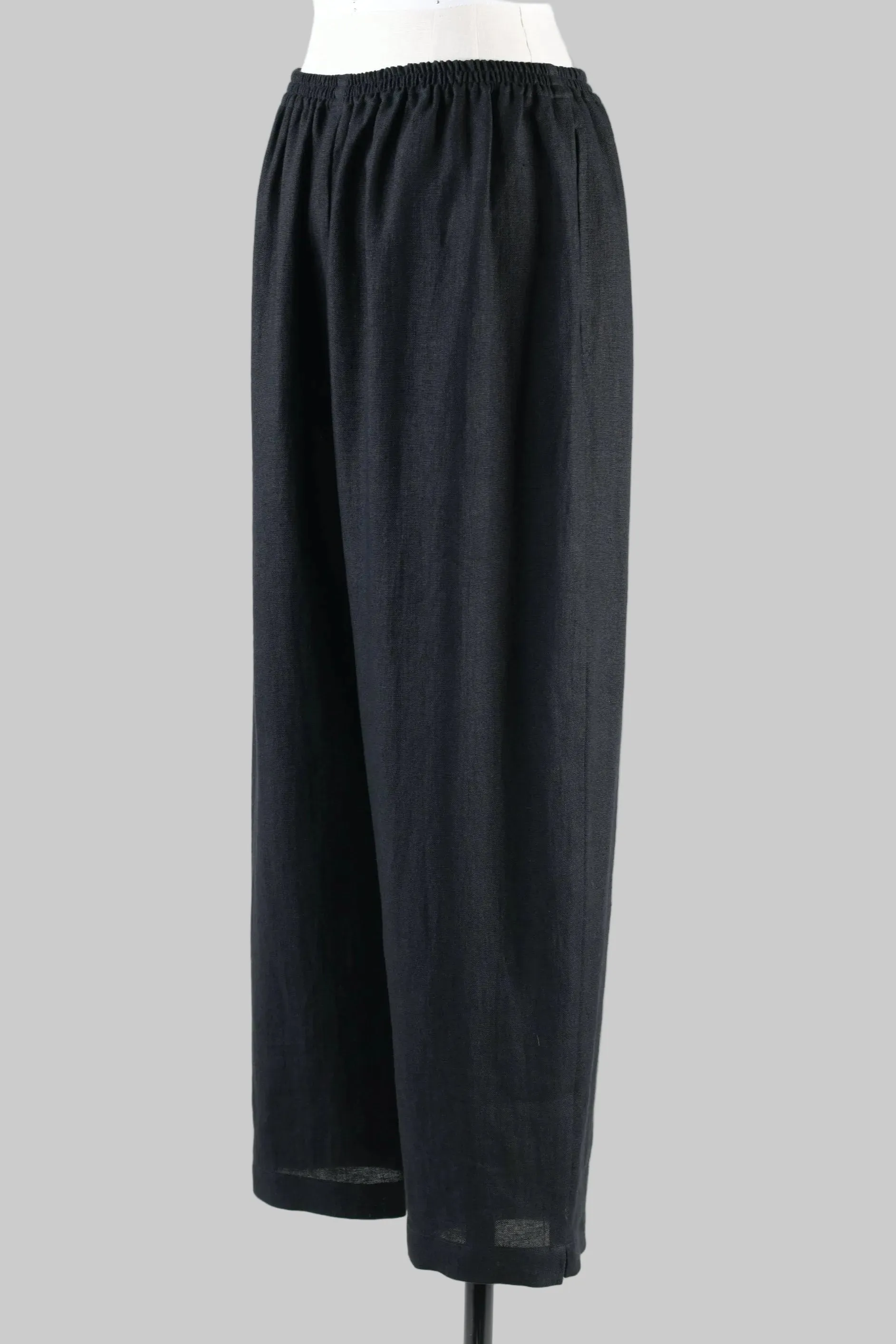 linen longer japanese trouser with ankle slits (black) sold by eskandar product image thumbnail 2