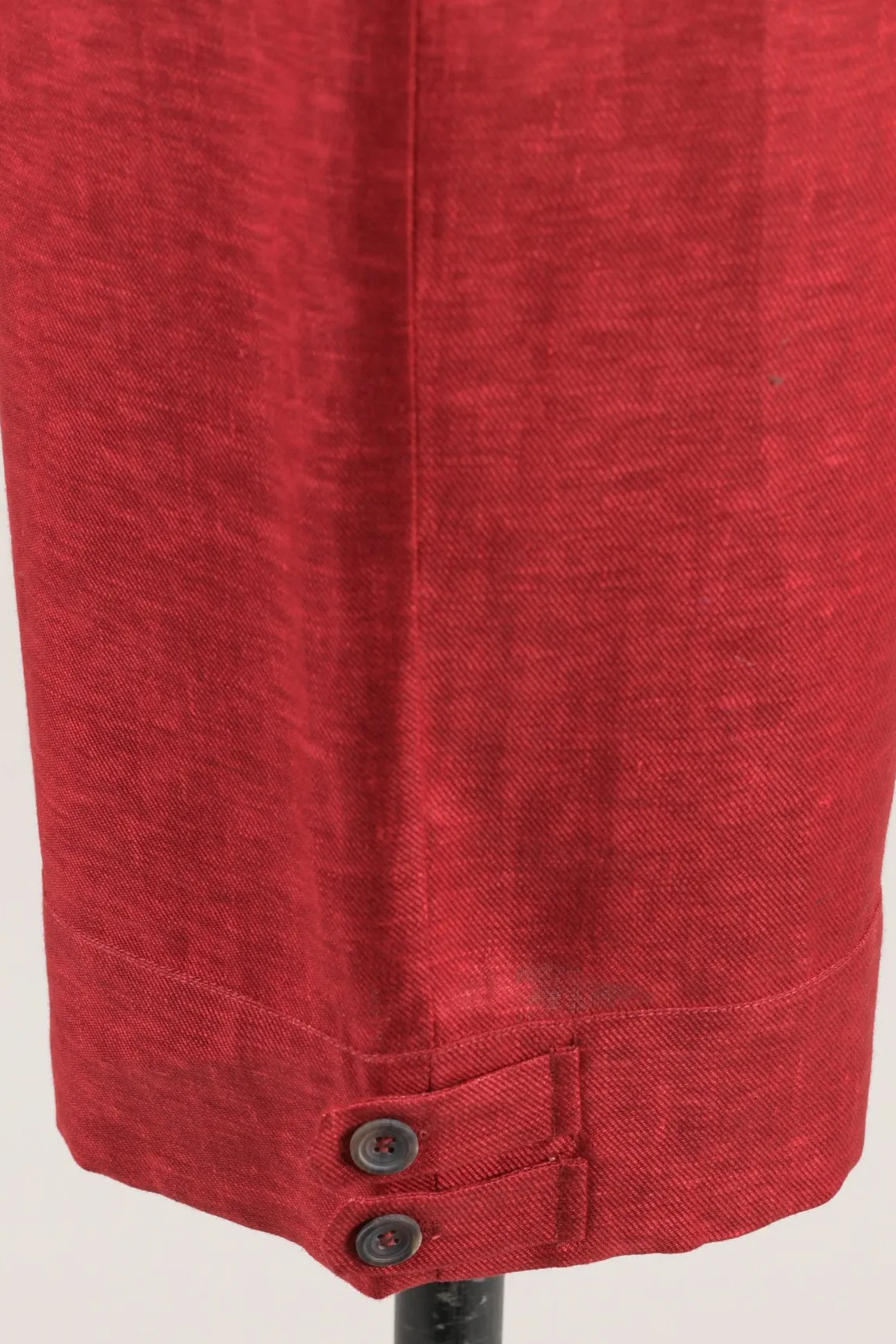 linen slimmer longer japanese trousers with button cuff detail (poppy) sold by eskandar product image thumbnail 3