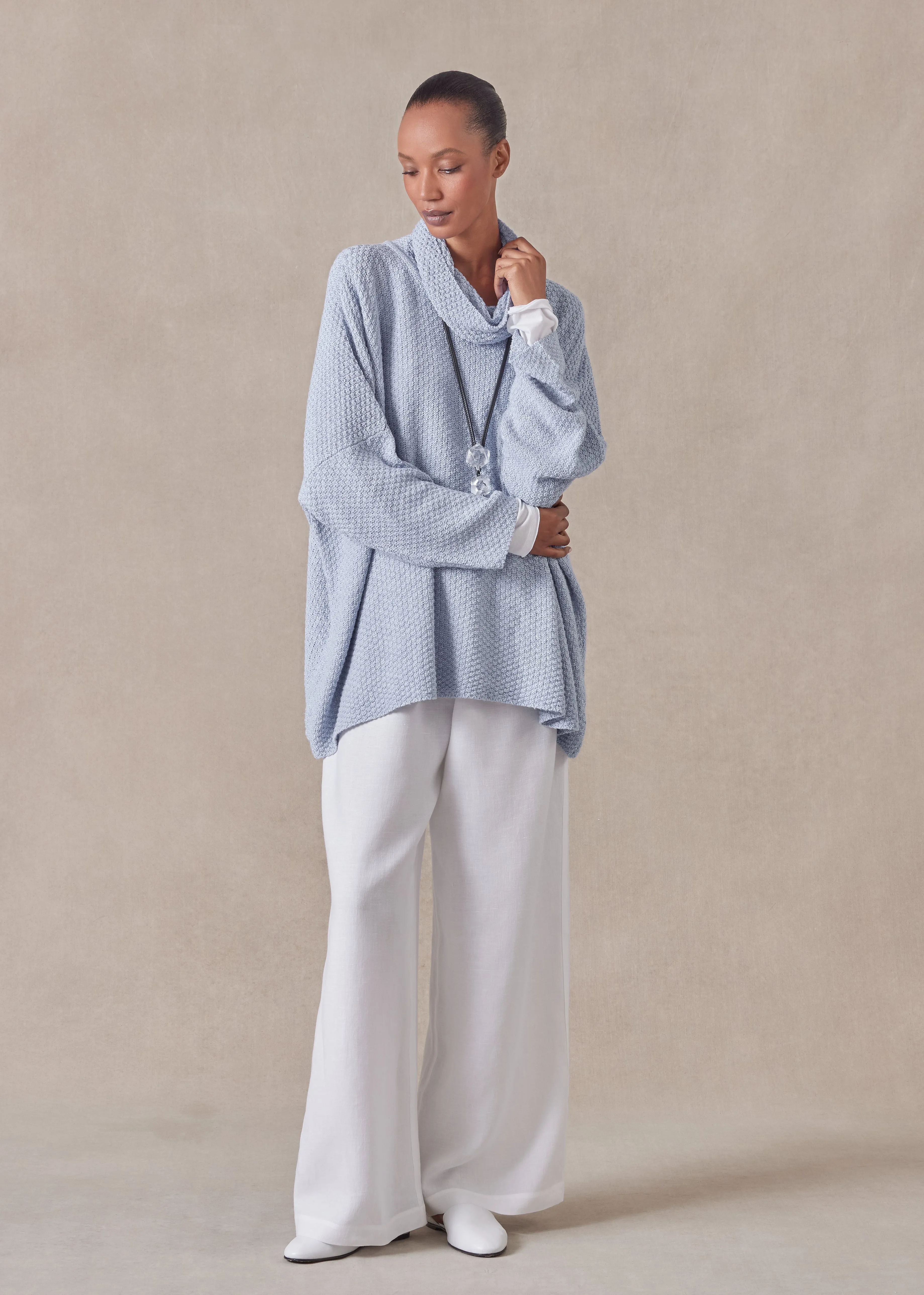 cotton linen mix monks top - mid plus sold by eskandar