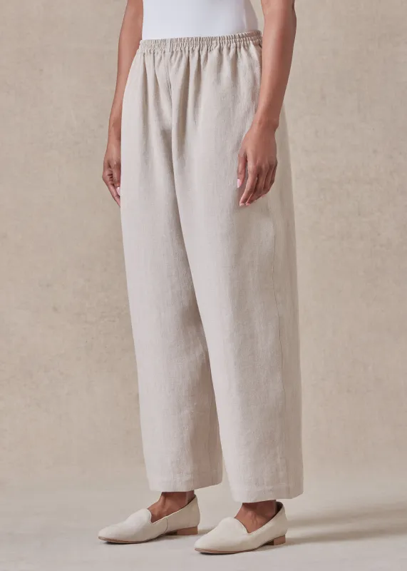 lightweight linen japanese trouser (natural) made by eskandar