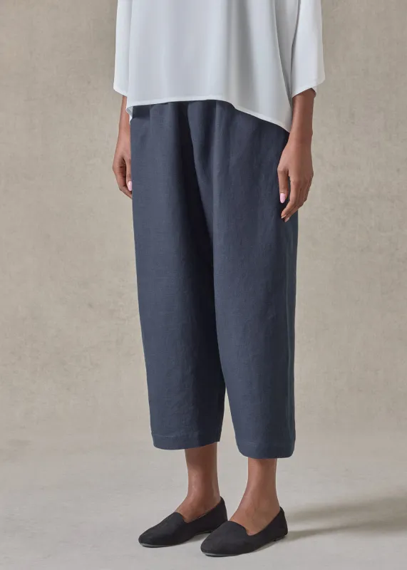 lightweight linen japanese trouser (navydark) made by eskandar