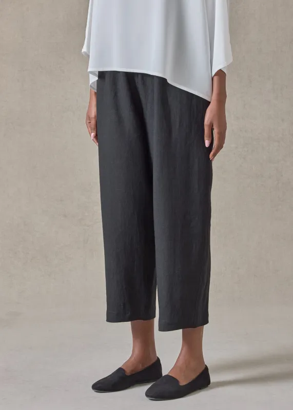 lightweight linen japanese trouser (black) made by eskandar