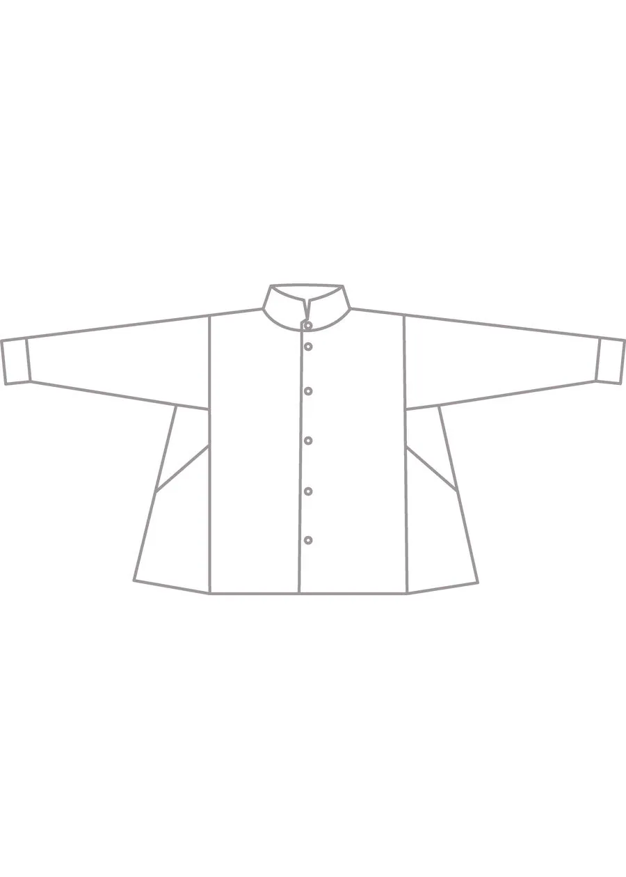 lightweight linen caucasus shirt with notch collar - mid plus (white) sold by eskandar product image thumbnail 5