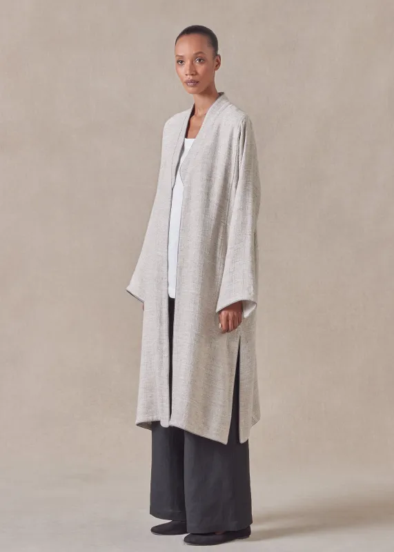 textured linen mix bakhtiari coat (natural) sold by eskandar