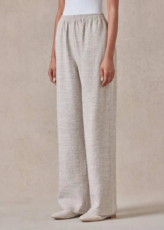 textured linen mix trouser (natural) made by eskandar