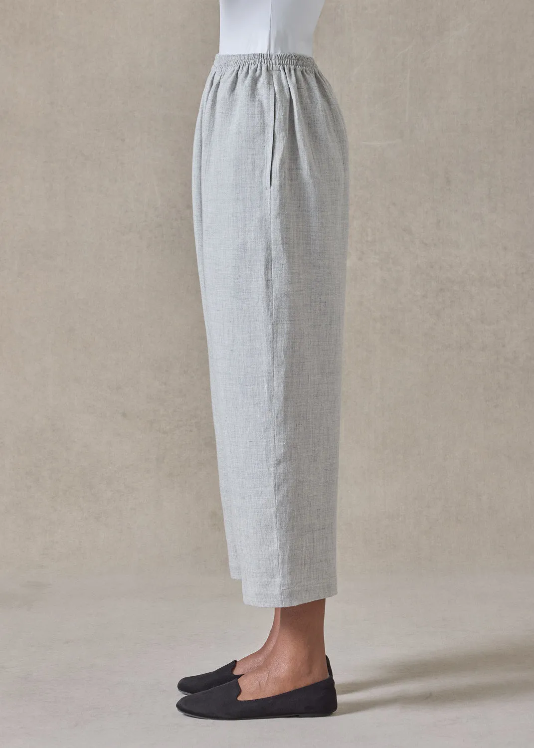 melange linen japanese trouser (cloudgrey) sold by eskandar product image thumbnail 4