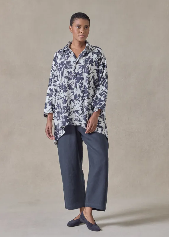 linen dps shirt with collar - mid plus (naturalnavy) sold by eskandar