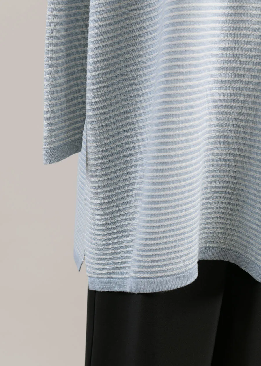 slim sleeve square top - long plus (blueglacier / white) sold by eskandar product image thumbnail 4