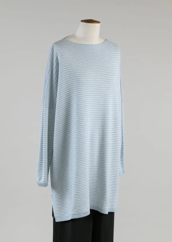 slim sleeve square top - long plus (blueglacier / white) made by eskandar