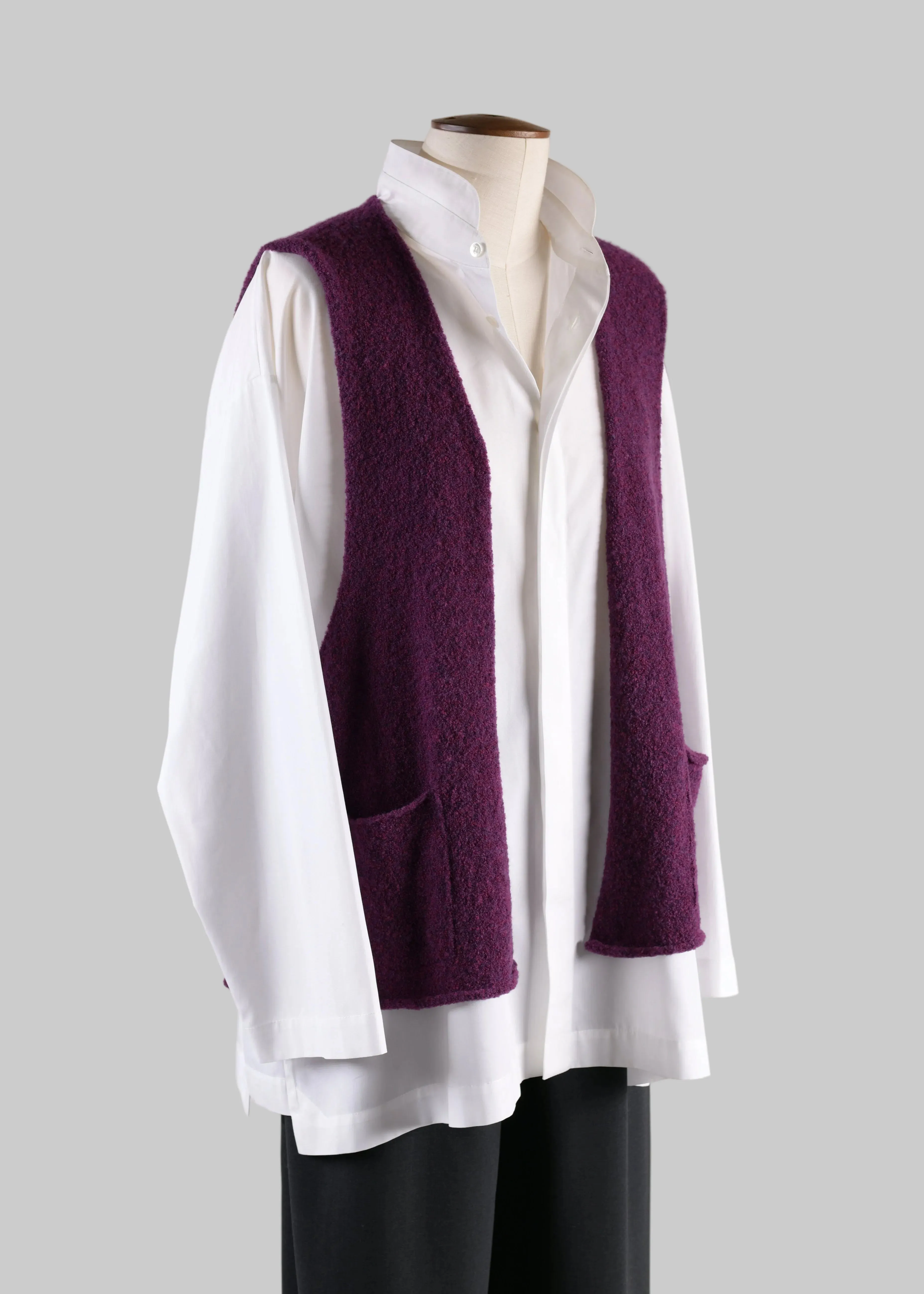 wool mix waistcoat (beetroot) sold by eskandar