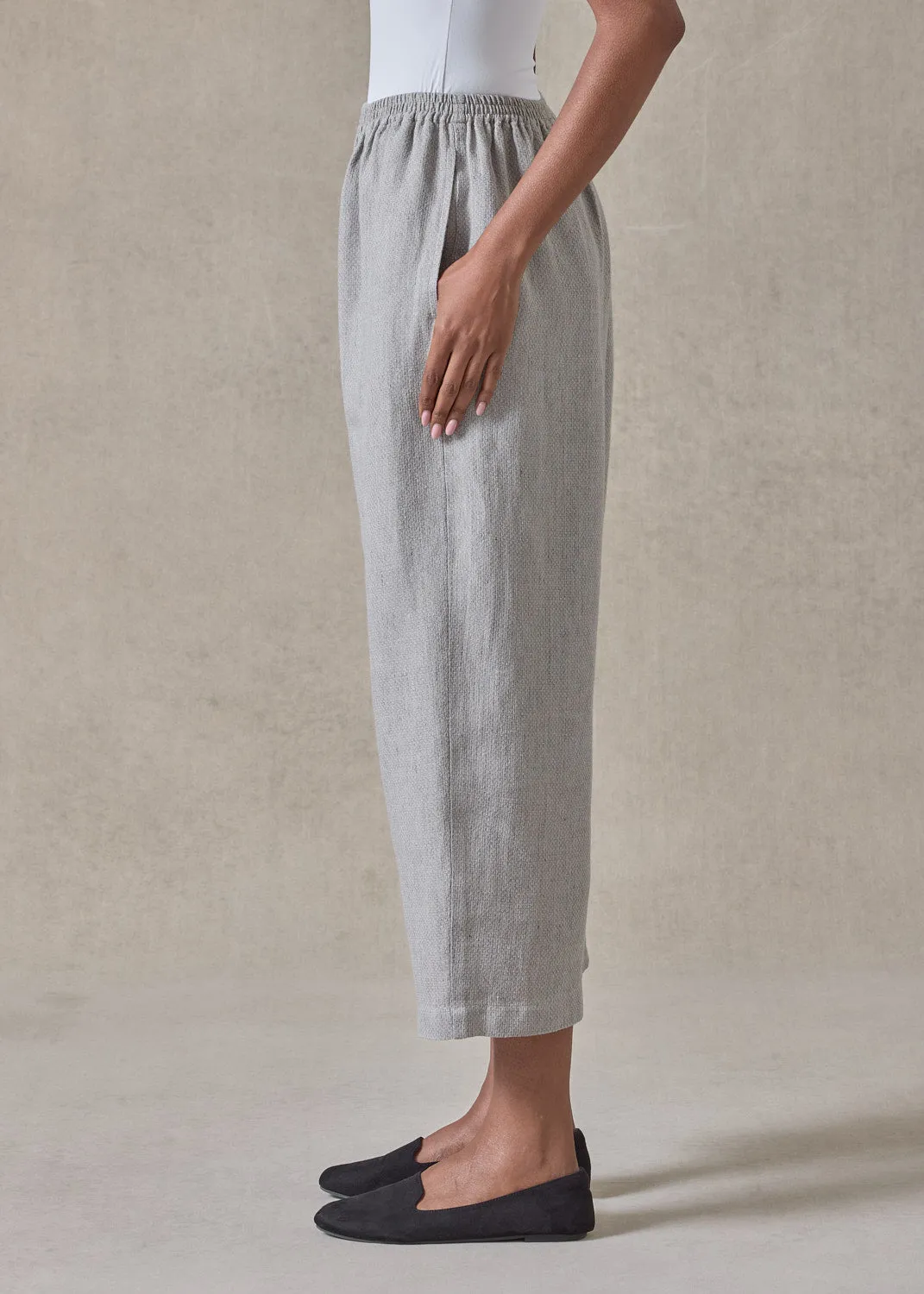 textured linen japanese trouser (grey) sold by eskandar product image thumbnail 3