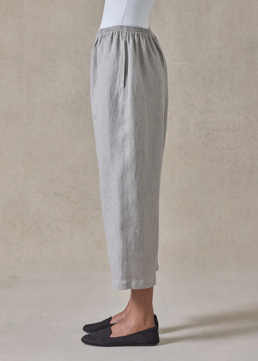 textured linen japanese trouser (grey) sold by eskandar product image thumbnail 4
