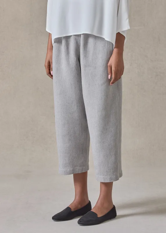 textured linen japanese trouser (grey) made by eskandar