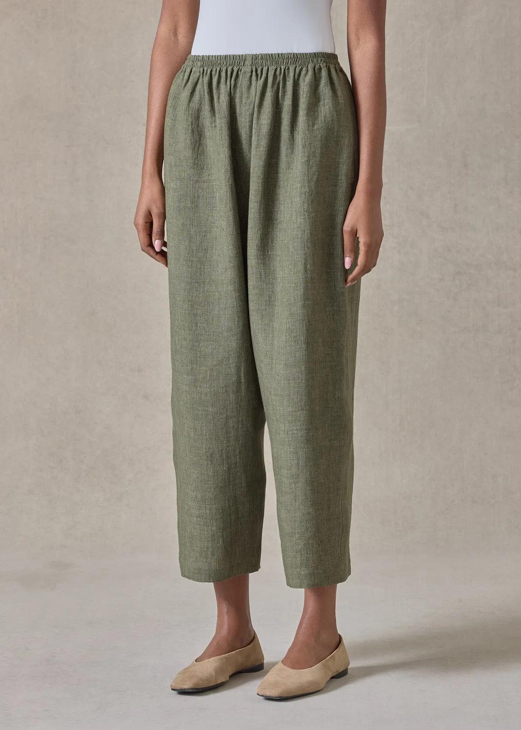 lightweight delave linen japanese trouser (olive) sold by eskandar product image thumbnail 2