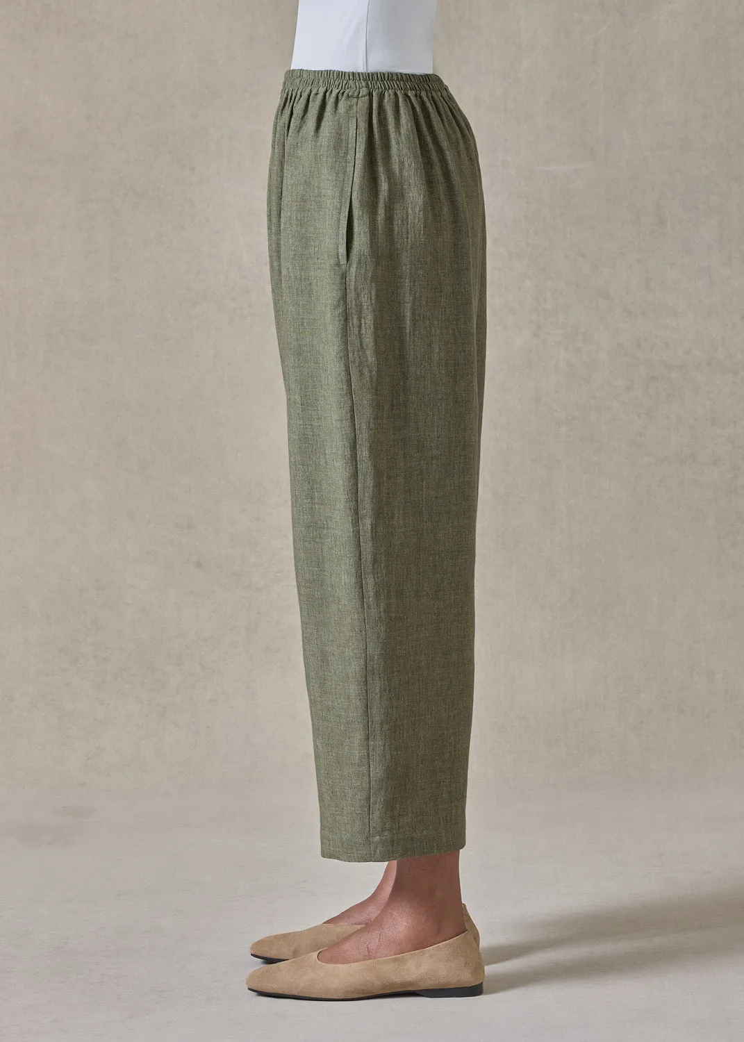 lightweight delave linen japanese trouser (olive) sold by eskandar product image thumbnail 4