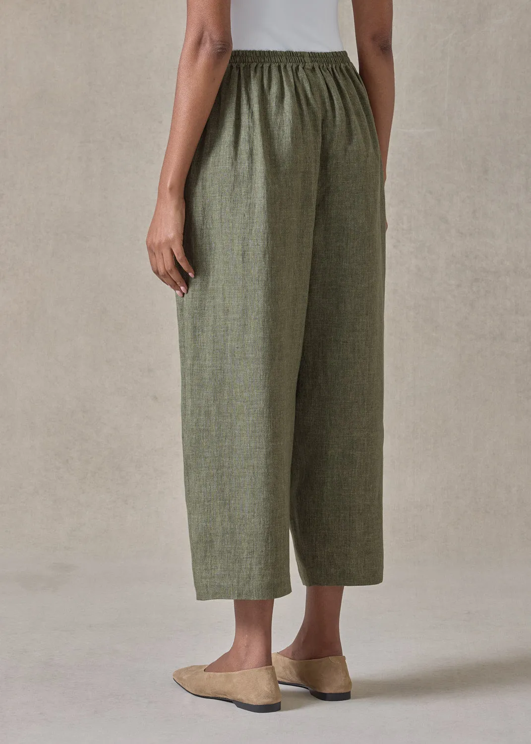 lightweight delave linen japanese trouser (olive) sold by eskandar product image thumbnail 5