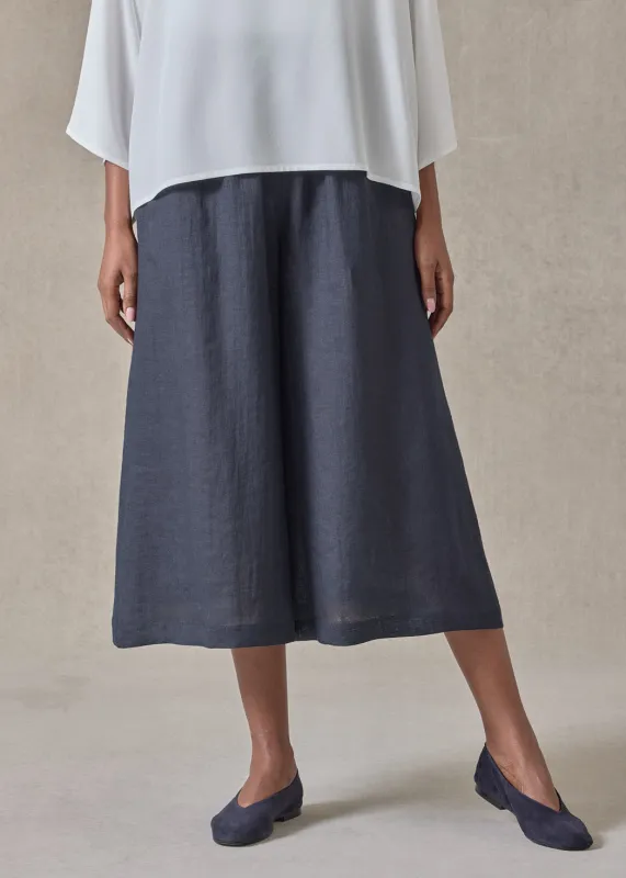 handkerchief linen flared culotte (navydark) made by eskandar