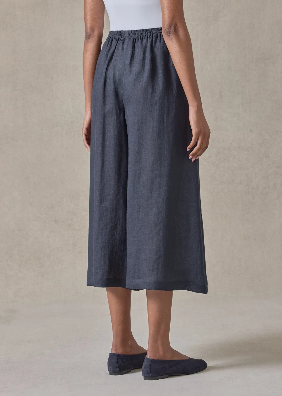 handkerchief linen flared culotte (navydark) sold by eskandar product image thumbnail 5