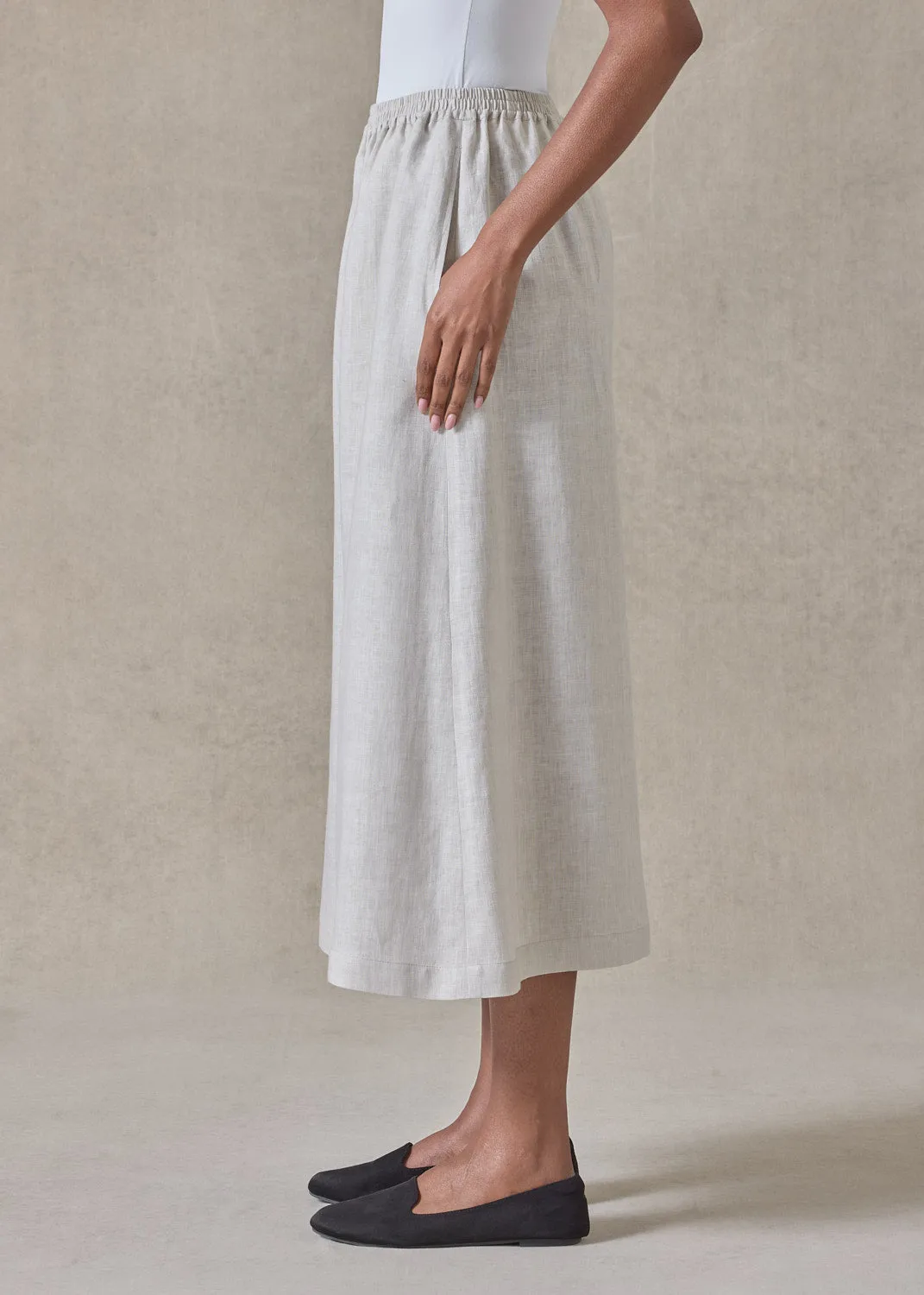 handkerchief linen flared culotte (silvertint) sold by eskandar product image thumbnail 3