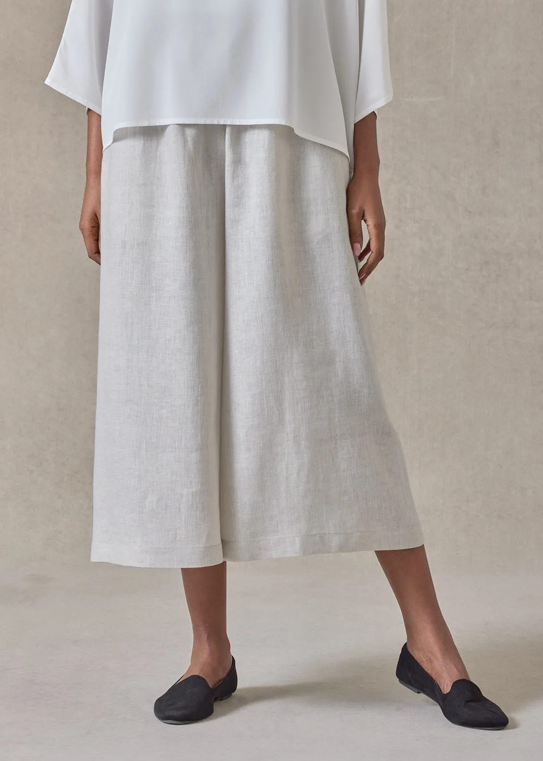 handkerchief linen flared culotte (silvertint) sold by eskandar