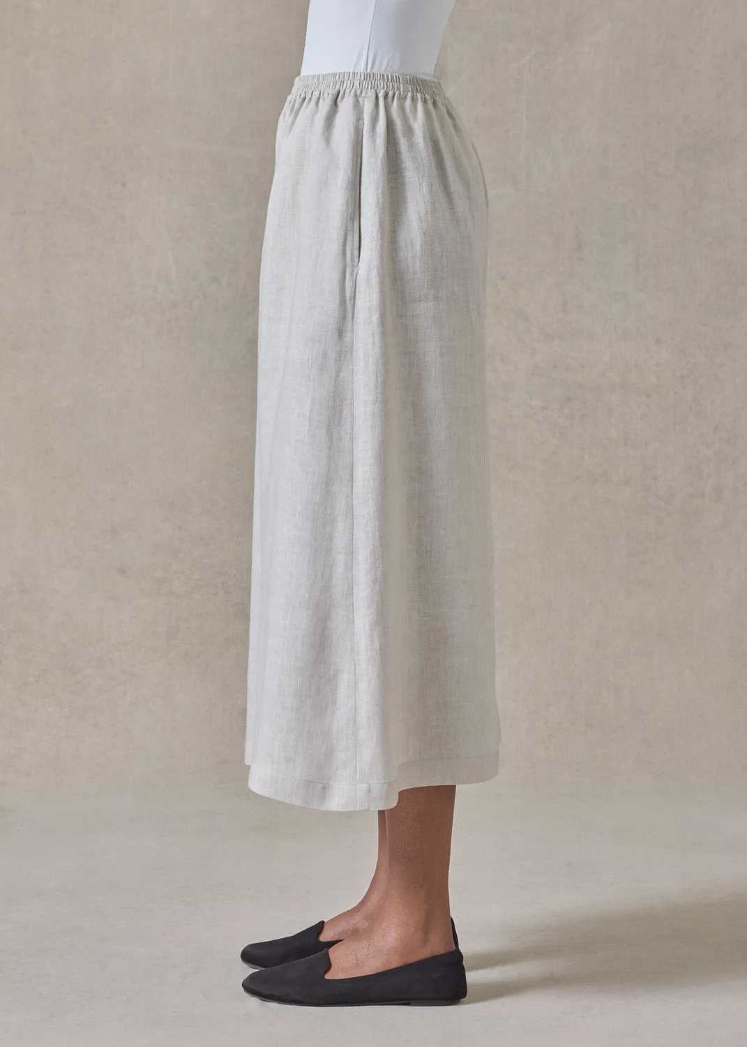 handkerchief linen flared culotte (silvertint) sold by eskandar product image thumbnail 4