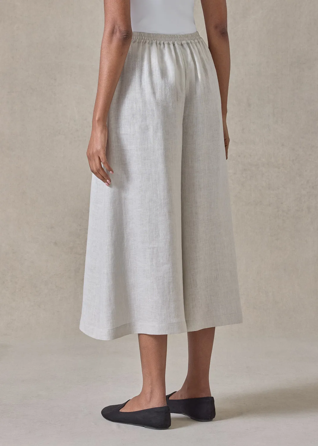 handkerchief linen flared culotte (silvertint) sold by eskandar product image thumbnail 5