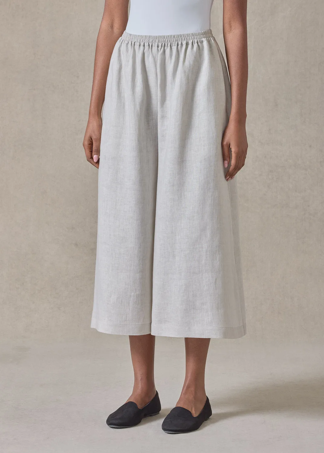 handkerchief linen flared culotte (silvertint) sold by eskandar product image thumbnail 2