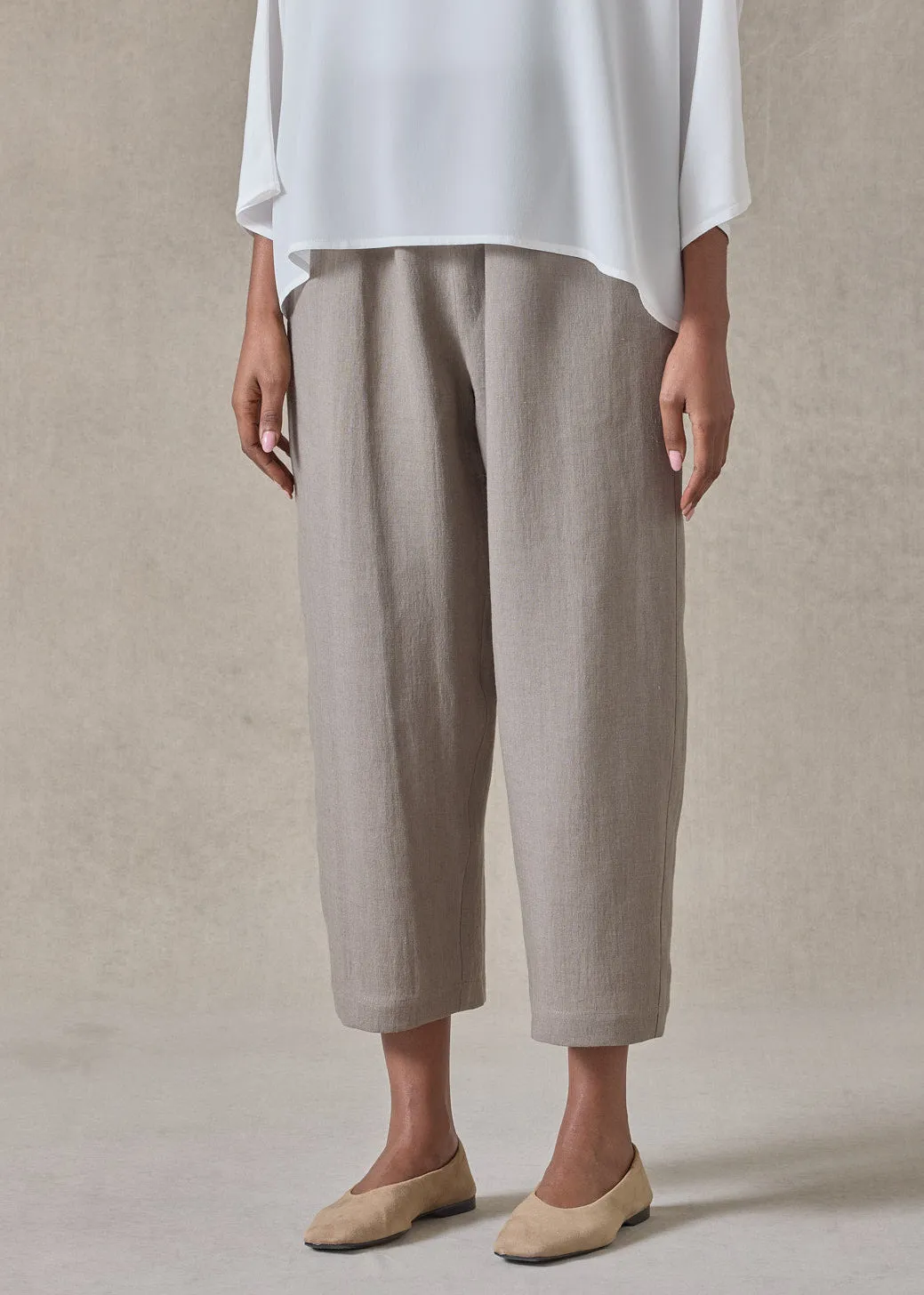 lightweight linen japanese trouser (darkstone) sold by eskandar