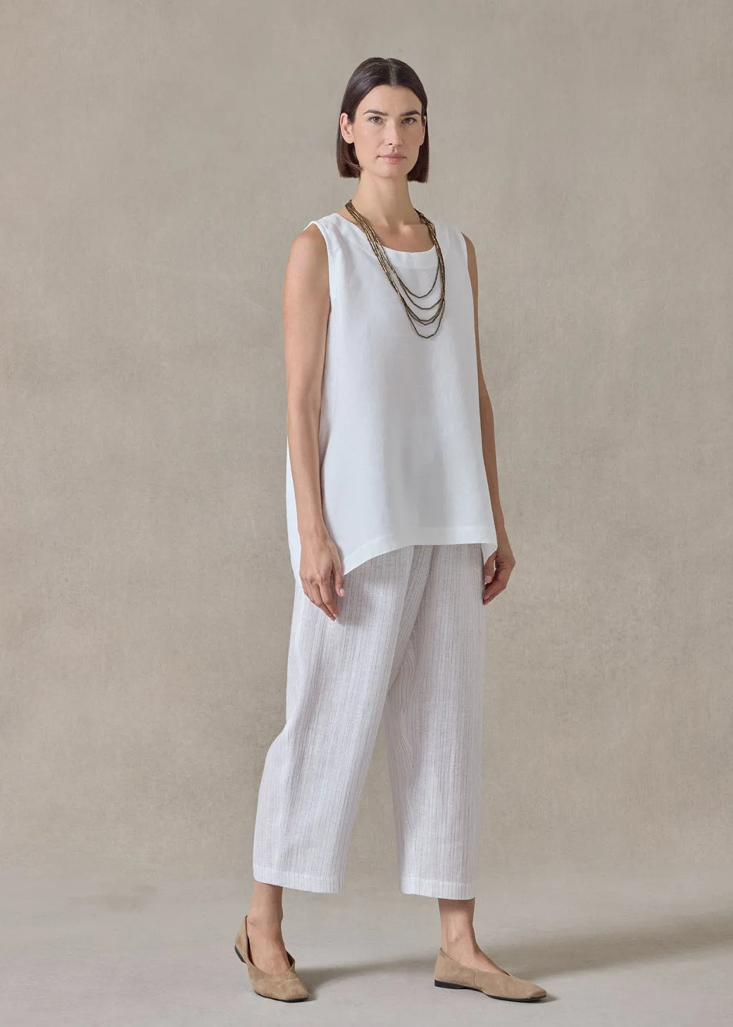 extrafine gold stripe linen japanese trouser (white) sold by eskandar product image thumbnail 2