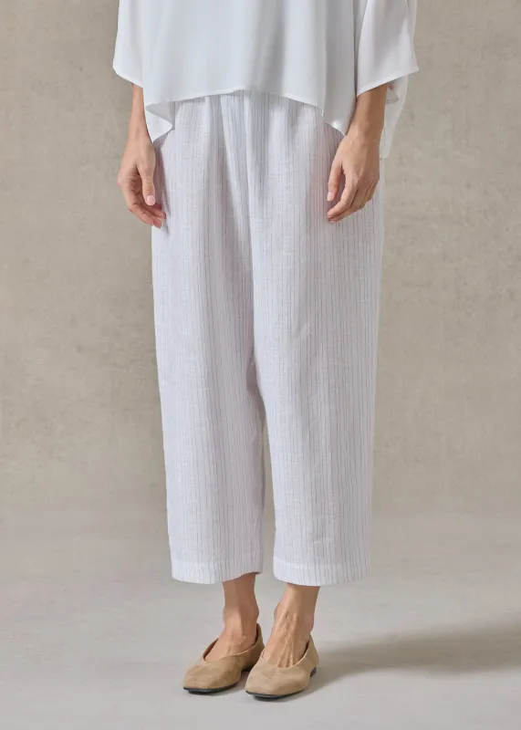 extrafine gold stripe linen japanese trouser (white) made by eskandar
