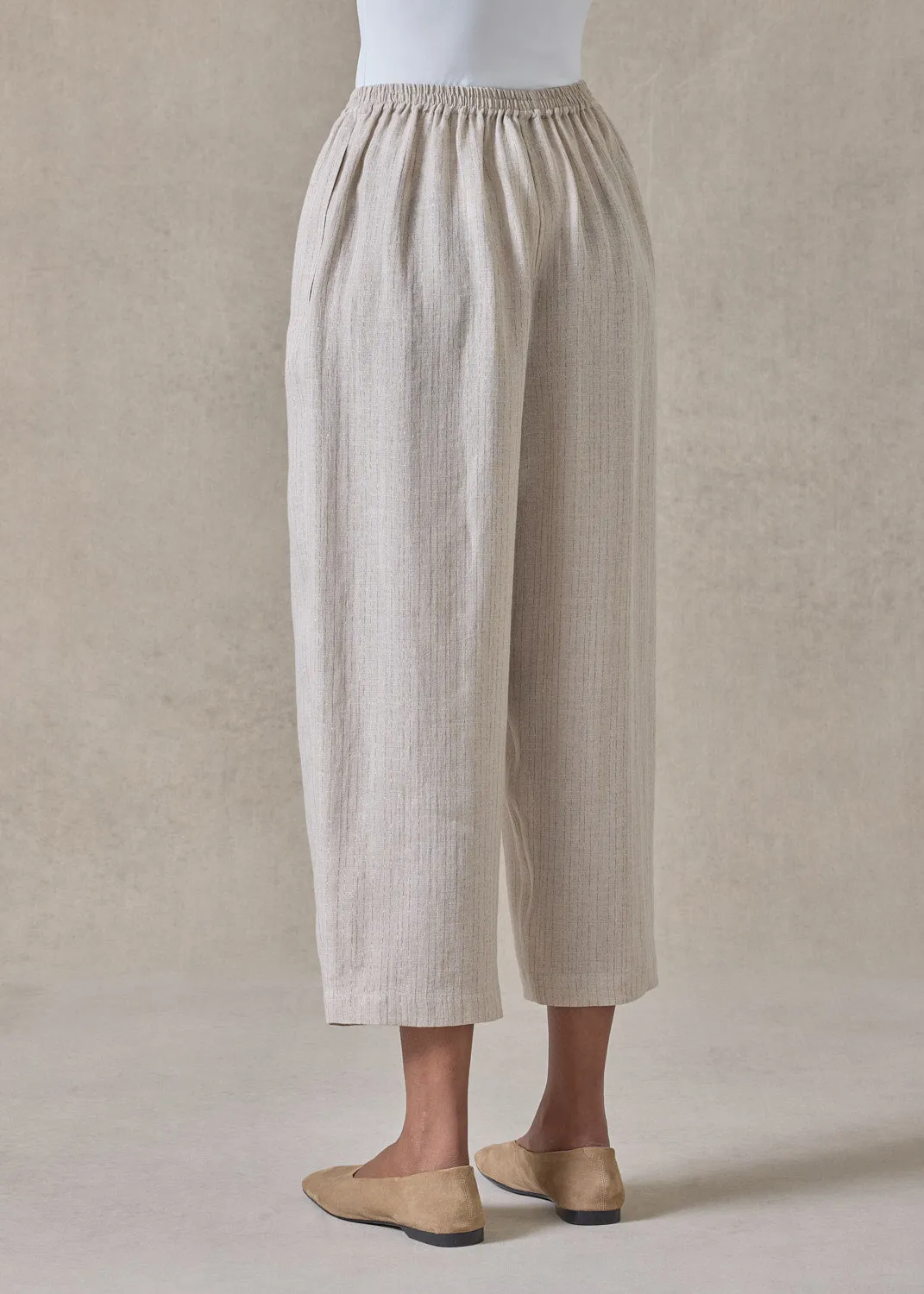 extrafine gold stripe linen japanese trouser (natural) sold by eskandar product image thumbnail 5