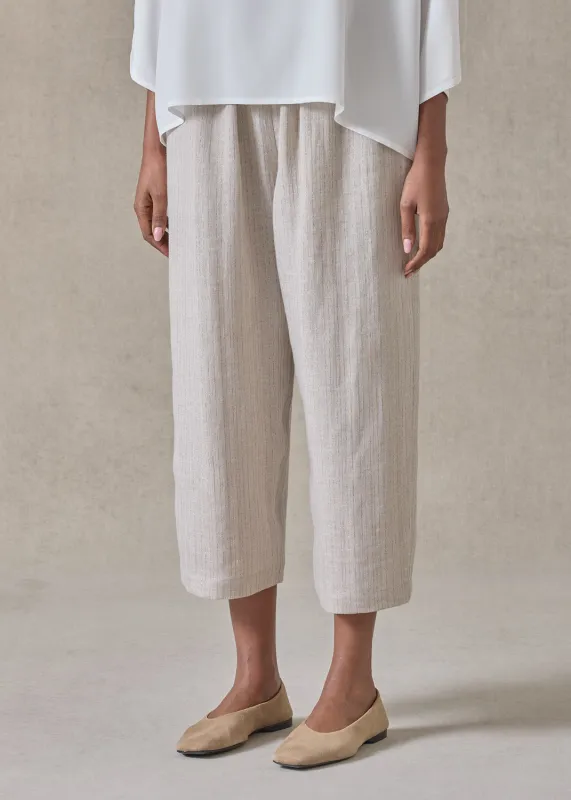 extrafine gold stripe linen japanese trouser (natural) made by eskandar