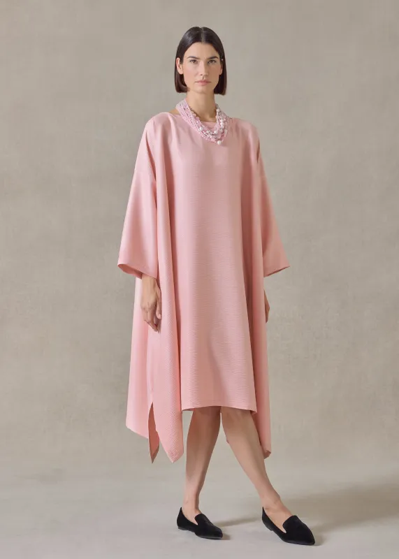 midweight silk plissé scoop neck dress (rosepowder) made by eskandar