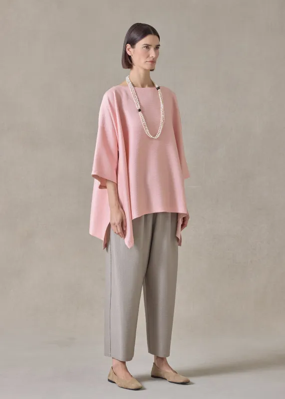 midweight silk plissé dps scoop neck top - mid plus (rosepowder) made by eskandar