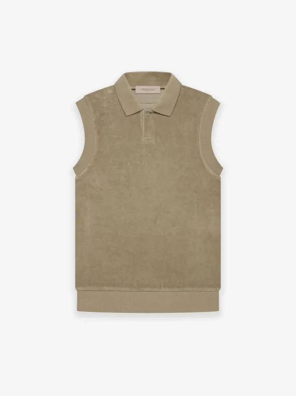 Womens Velour Sleeveless Polo made by Essentials