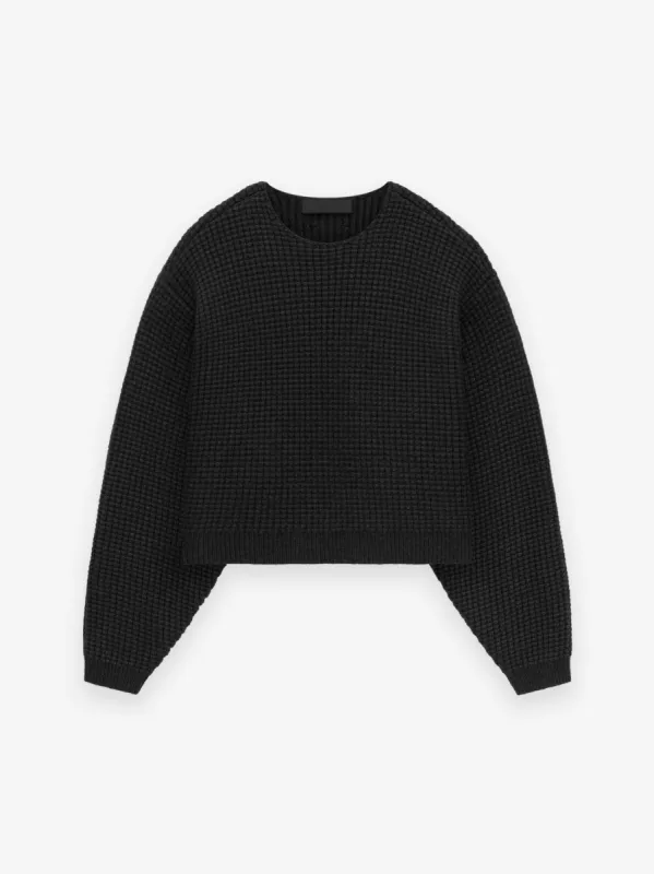 Womens Heavy Waffle Cropped Crewneck sold by Essentials