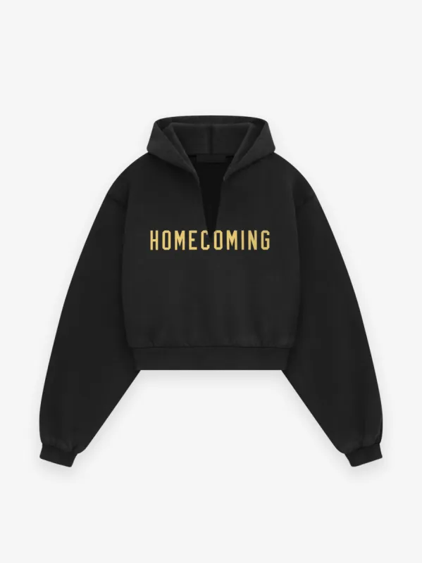 Womens Heavy Fleece Cropped V-Neck Hoodie sold by Essentials
