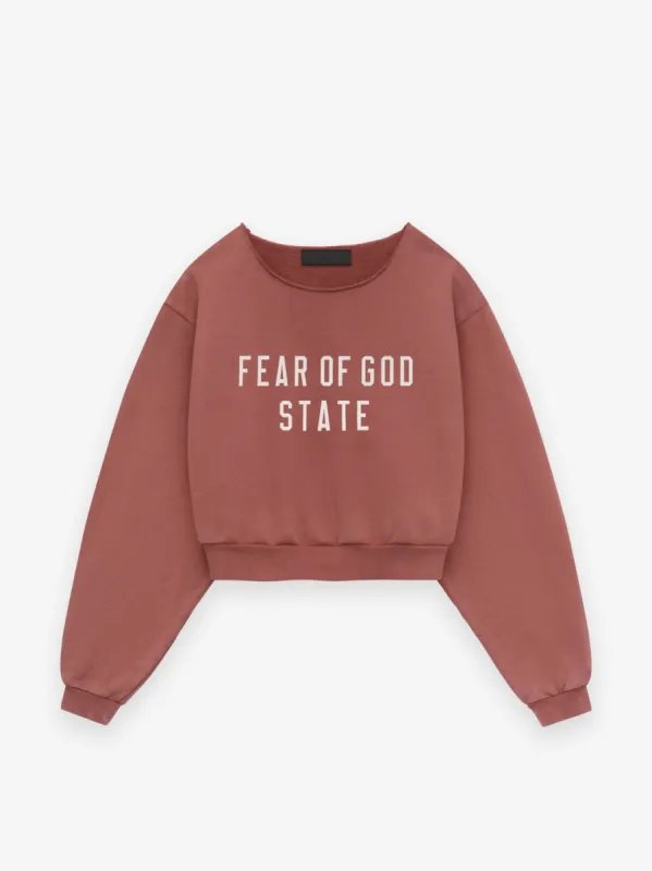 Womens Heavy Fleece Raw Cropped Crewneck sold by Essentials